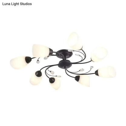 Rustic black opal glass semi flush light – living room chandelier