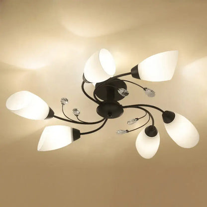 Rustic black opal glass semi flush light – living room chandelier