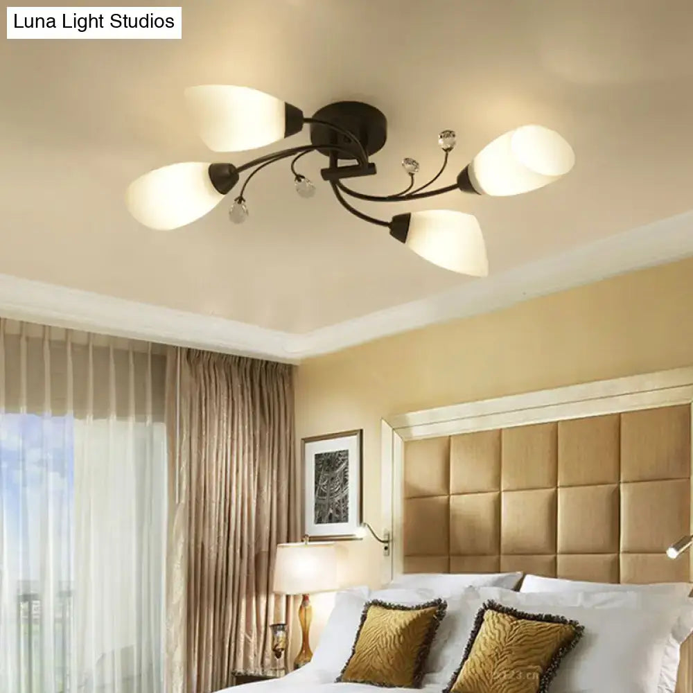 Rustic black opal glass semi flush light – living room chandelier