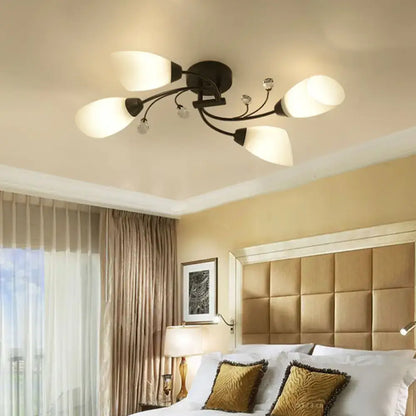 Rustic black opal glass semi flush light – living room chandelier