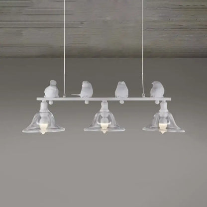 Rustic black & white bird pendant lamp kitchen light clear glass