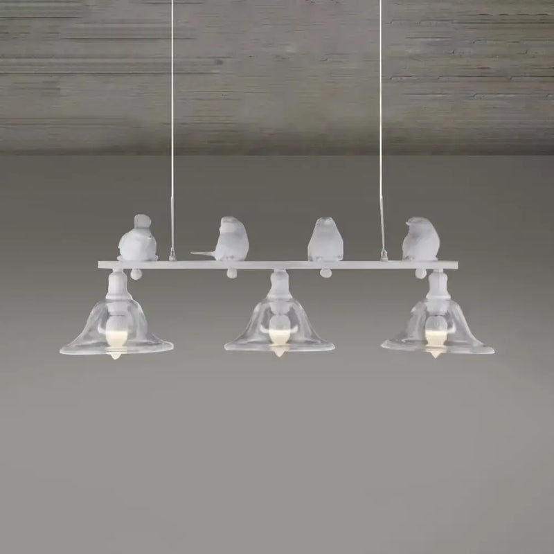Rustic black & white bird pendant lamp kitchen light clear glass