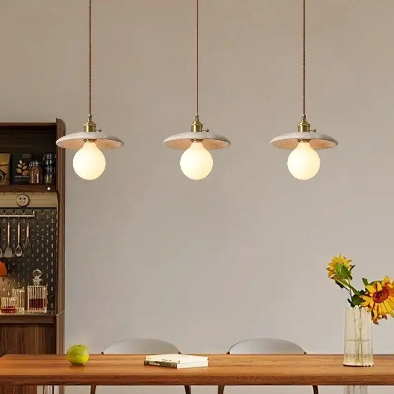 Rustic brass and ceramic glass ball led pendant light dining room