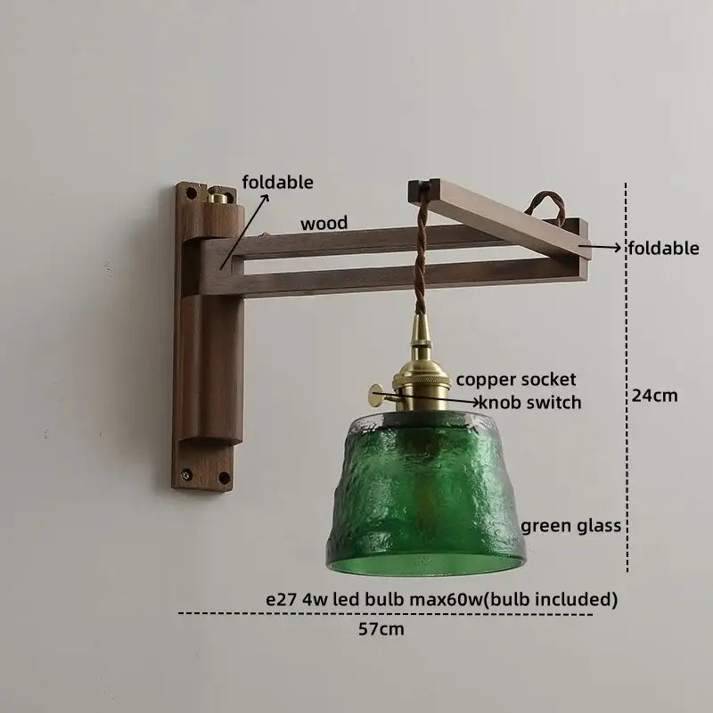 Rustic brass and clear glass wall sconce stair light fixture