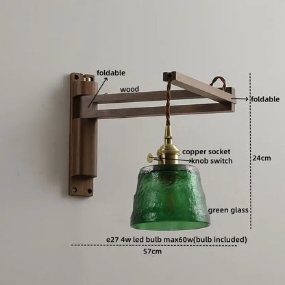 Rustic brass and clear glass wall sconce stair light fixture