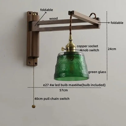Rustic brass and clear glass wall sconce stair light fixture