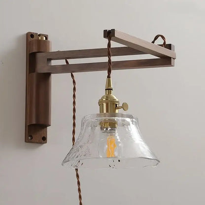 Rustic brass and clear glass wall sconce stair light fixture