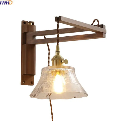 Rustic brass and clear glass wall sconce stair light fixture