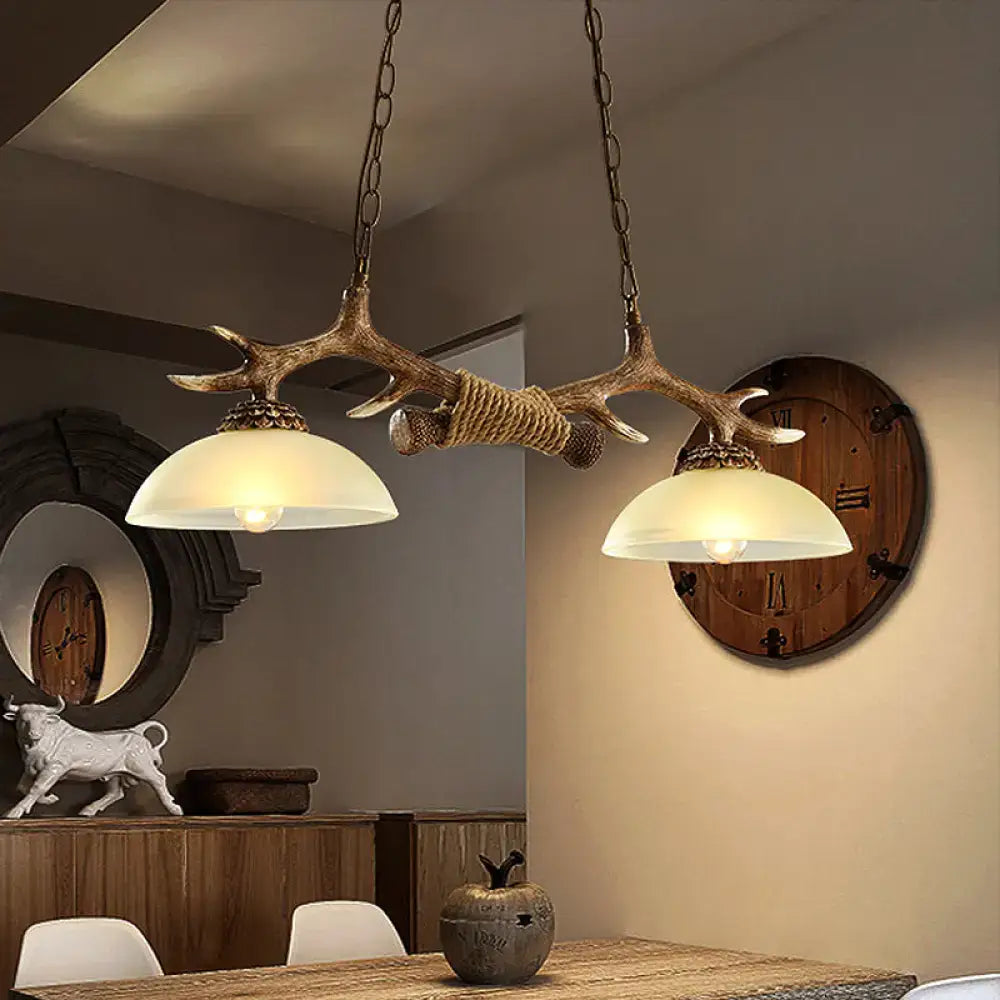 Rustic bronze antler island lamp – dining room traditional suspension