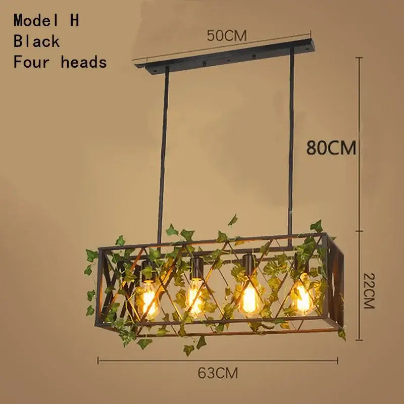 Rustic bronze green leaf bird cage chandelier dining room light