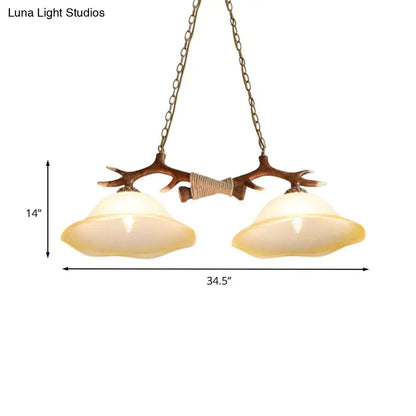 Rustic brown antler traditional bell island pendant – bedroom light