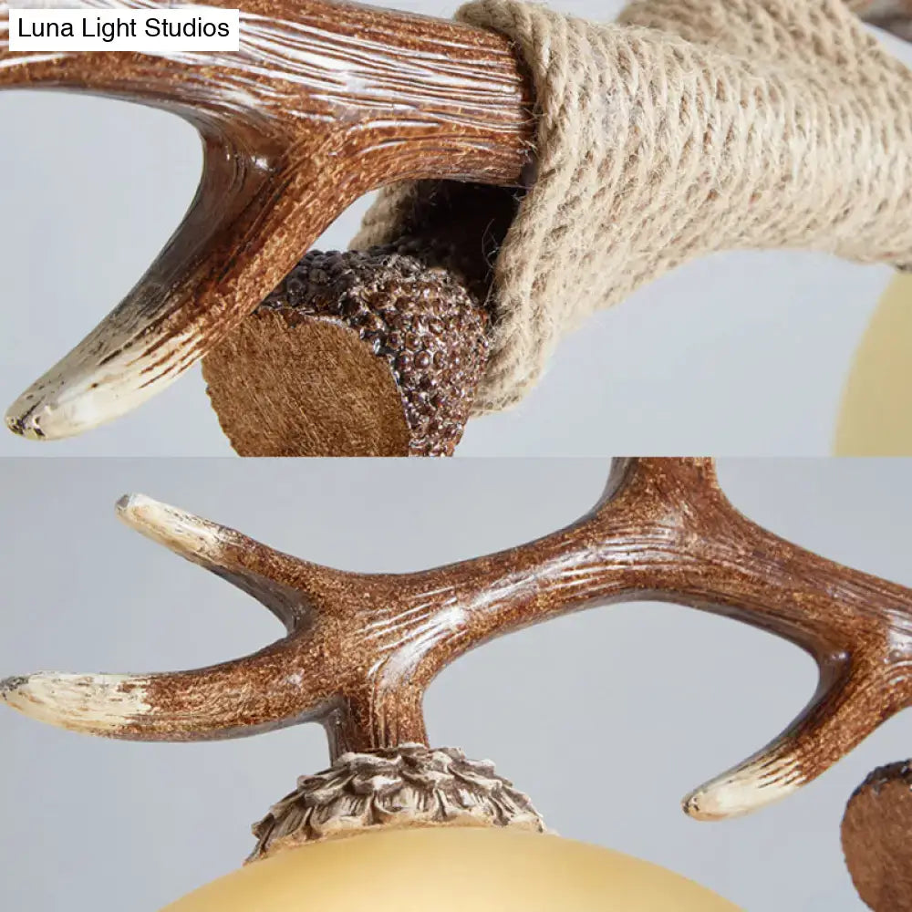 Rustic brown antler traditional bell island pendant – bedroom light