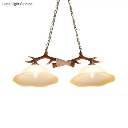 Rustic brown antler traditional bell island pendant – bedroom light