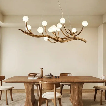 Rustic brown branch glass bubble chandelier dining room light