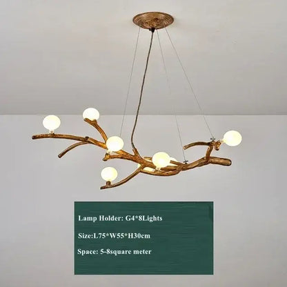 Rustic brown branch glass bubble chandelier dining room light