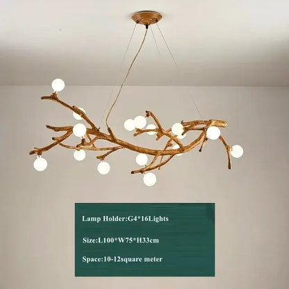 Rustic brown branch glass bubble chandelier dining room light