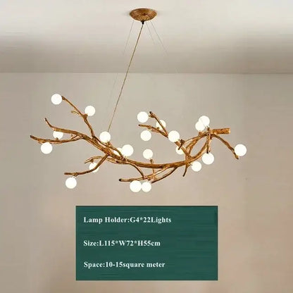 Rustic brown branch glass bubble chandelier dining room light