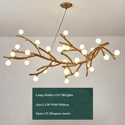 Rustic brown branch glass bubble chandelier dining room light