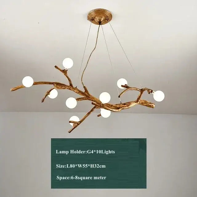Rustic brown branch glass bubble chandelier dining room light