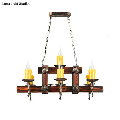 Rustic brown candle island lighting fixture dining room chandelier