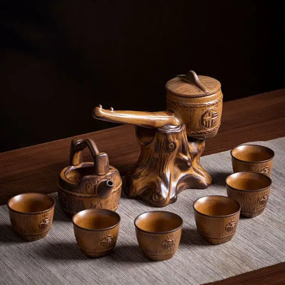 Rustic brown ceramic tea set dining room tea brewing kit