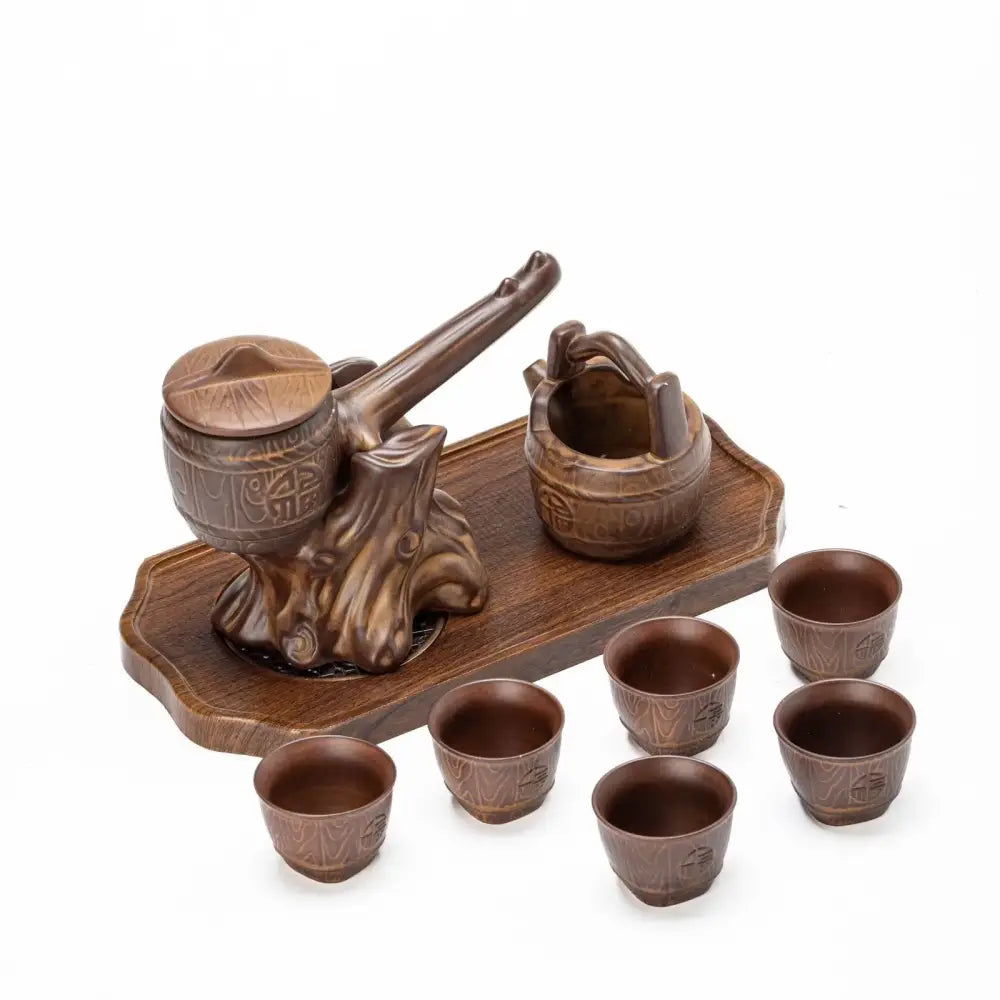 Rustic brown ceramic tea set dining room tea brewing kit