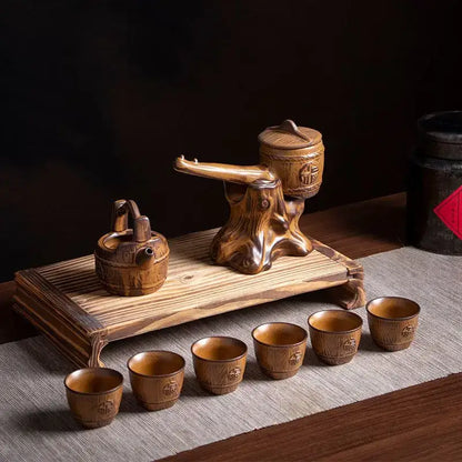 Rustic brown ceramic tea set dining room tea brewing kit