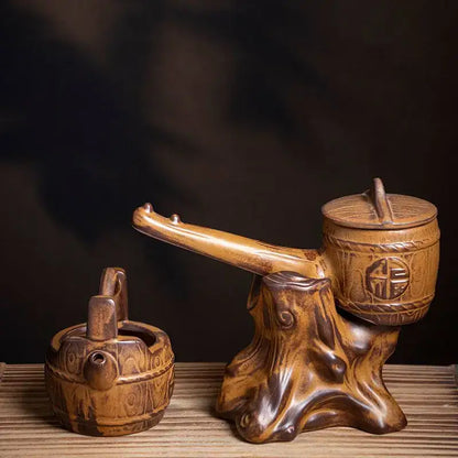 Rustic brown ceramic tea set dining room tea brewing kit