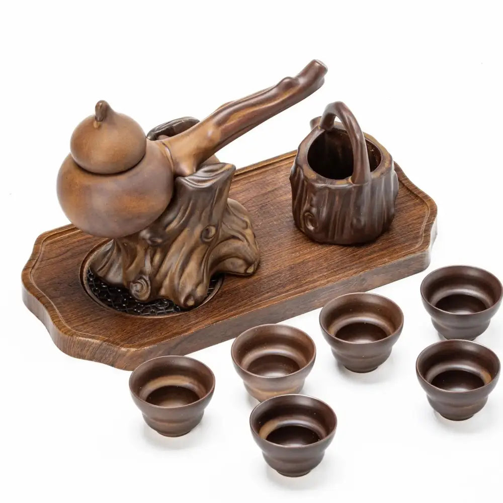 Rustic brown ceramic tea set dining room tea brewing kit