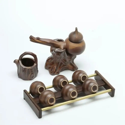 Rustic brown ceramic tea set dining room tea brewing kit