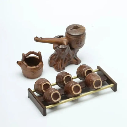 Rustic brown ceramic tea set dining room tea brewing kit