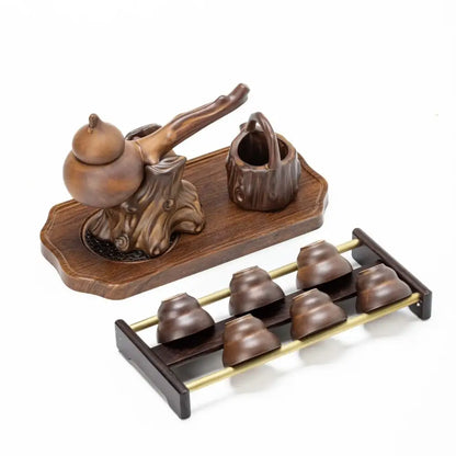 Rustic brown ceramic tea set dining room tea brewing kit
