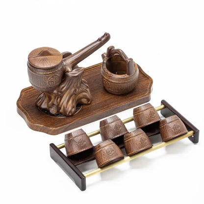 Rustic brown ceramic tea set dining room tea brewing kit