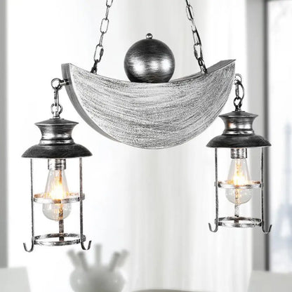 DecorBites™ Rustic Caged Shade Island Lamp with Clear Glass - Antique Brass/Aged Silver