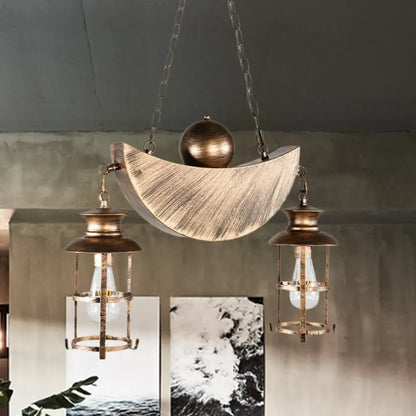 DecorBites™ Rustic Caged Shade Island Lamp with Clear Glass - Antique Brass/Aged Silver