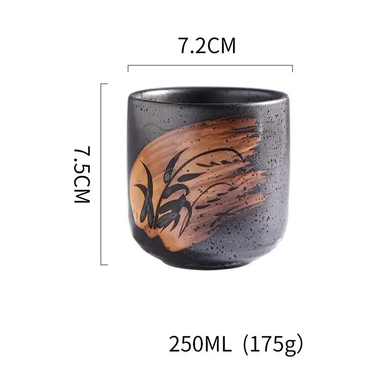 Rustic coarse ceramic tea cup set dining room hand painted mugs