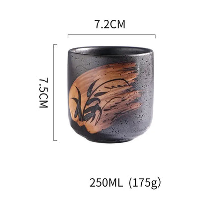 Rustic coarse ceramic tea cup set dining room hand painted mugs