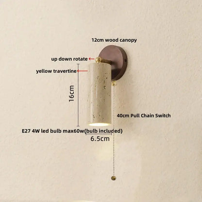 Rustic concrete and dark wood led wall sconce bedroom light