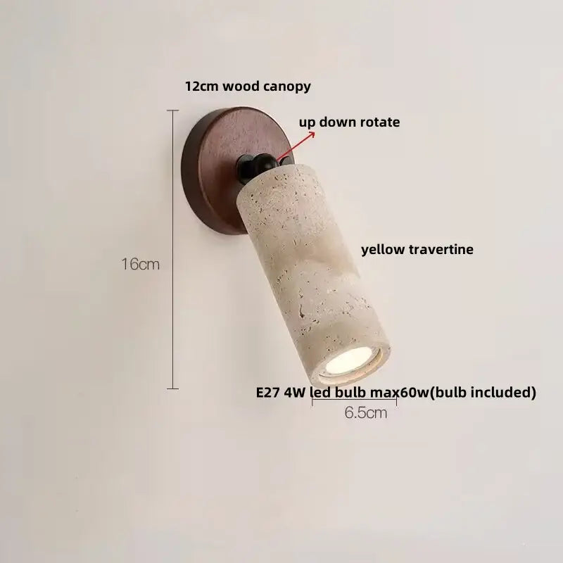 Rustic concrete and dark wood led wall sconce bedroom light