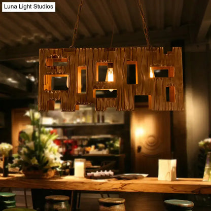 Rustic copper rectangular restaurant island chandelier dining room
