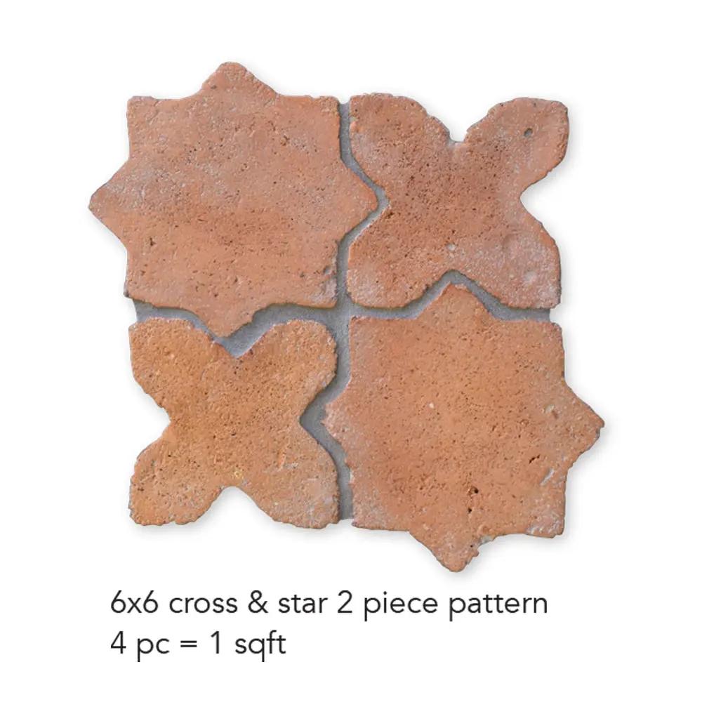 Rustic Cotto Natural Cross Terracotta Tiles 6x6