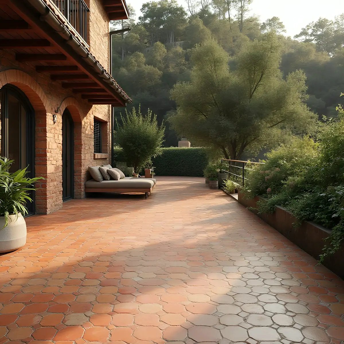 Rustic Cotto Natural Octagon Terracotta Tiles 8x8