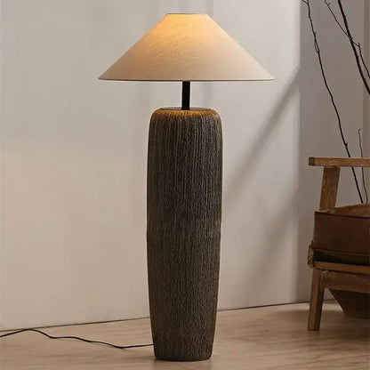 Rustic dark brown ceramic wabi sabi floor lamp living room