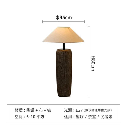 Rustic dark brown ceramic wabi sabi floor lamp living room