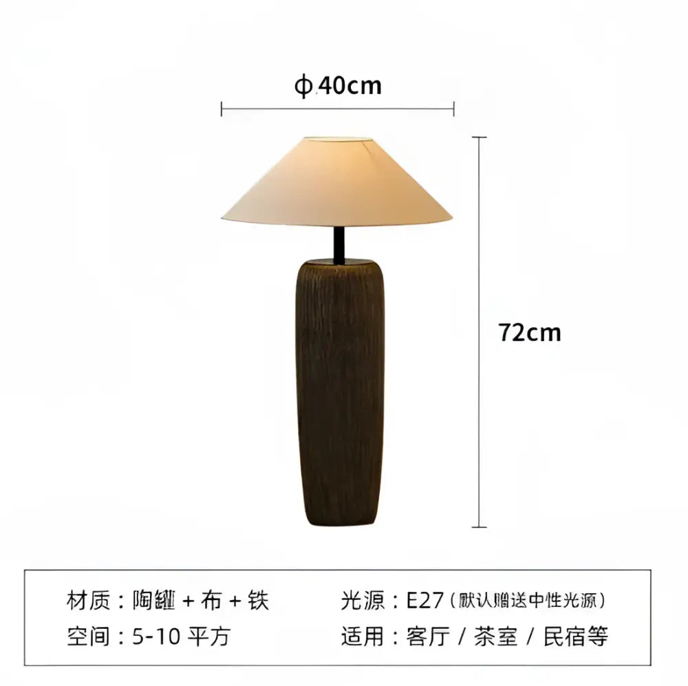 Rustic dark brown ceramic wabi sabi floor lamp living room