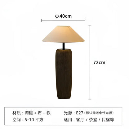 Rustic dark brown ceramic wabi sabi floor lamp living room