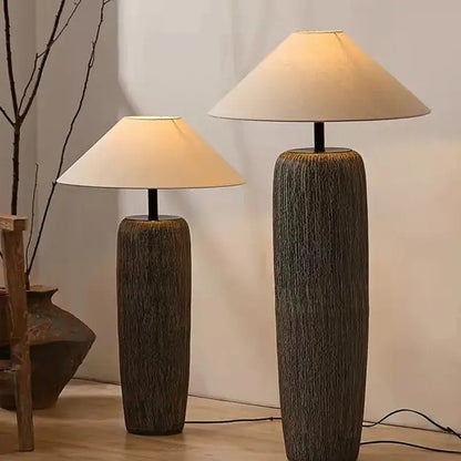 Rustic dark brown ceramic wabi sabi floor lamp living room