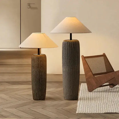 Rustic dark brown ceramic wabi sabi floor lamp living room