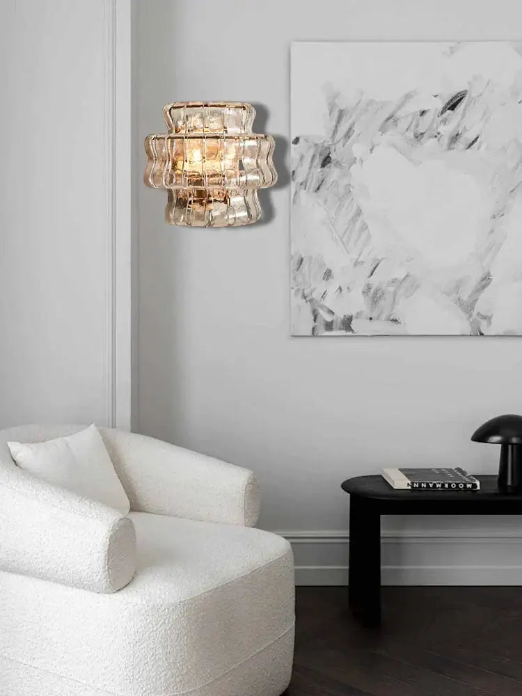 Rustic dark brown glass wall sconce lamps living room led decor