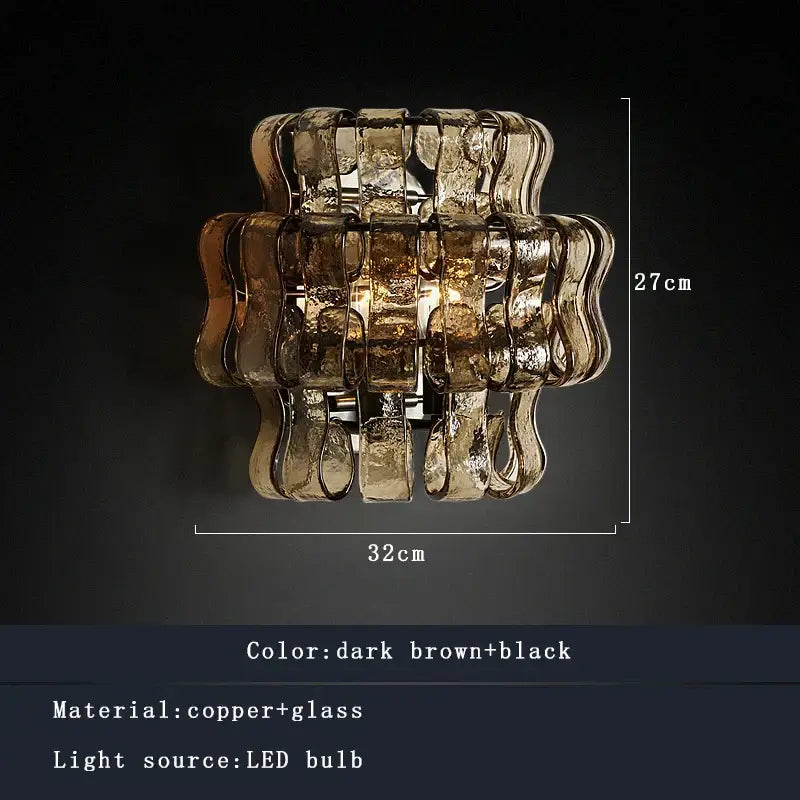 Rustic dark brown glass wall sconce lamps living room led decor
